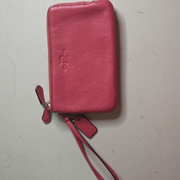 Coach Fuchsia Leather Wristlet - Picture 1 of 7